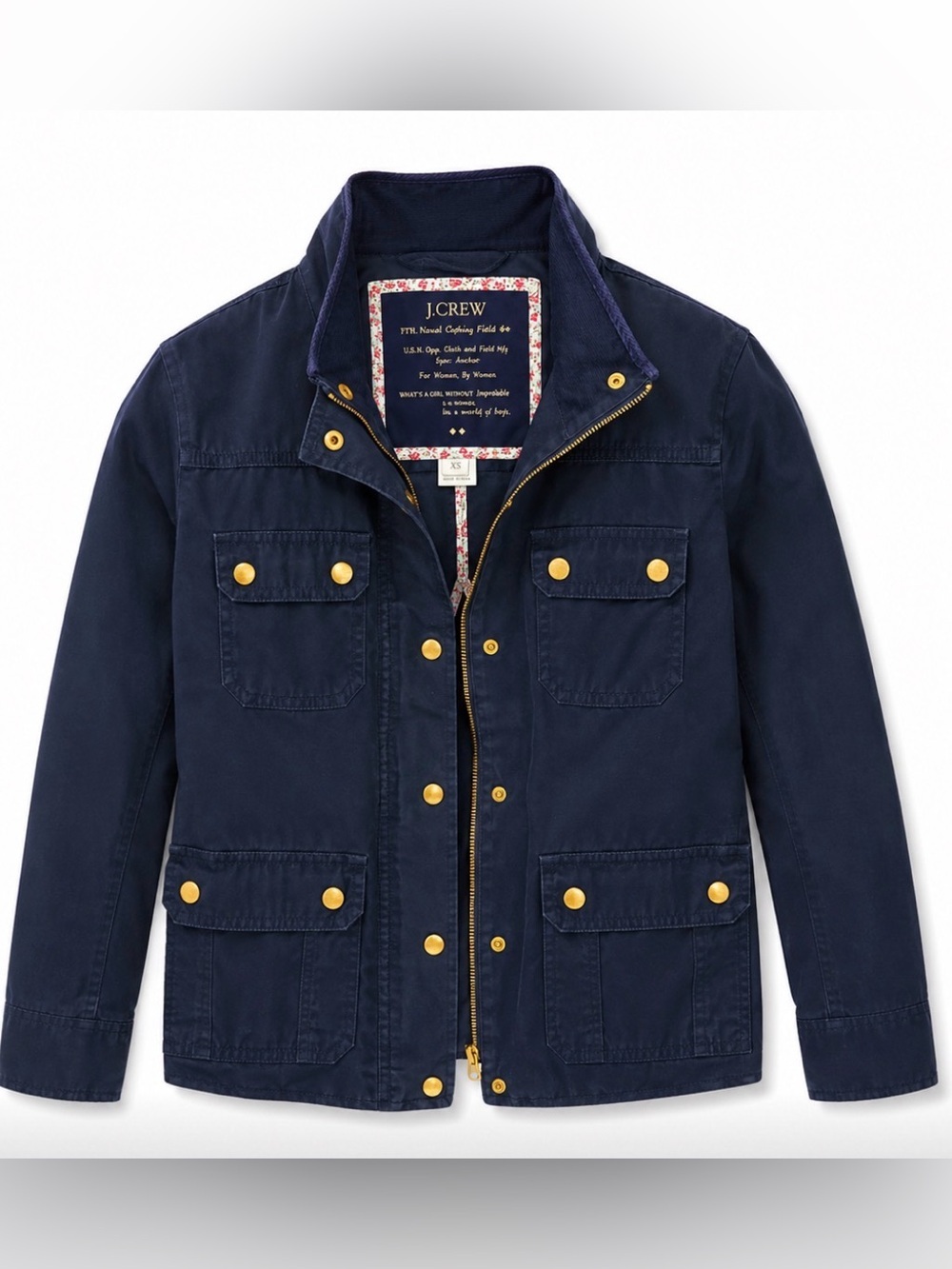 J. Crew Navy Field Jacket with Gold-Tone Hardware